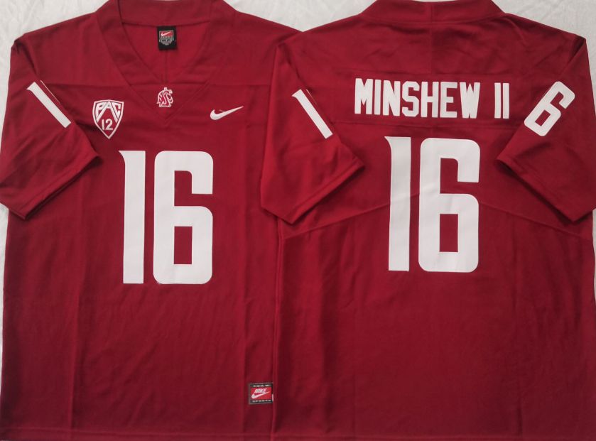 Men Washington State Cougars #16 Minshewii Red 2025 Nike Limited NCAA Jersey style 1->more ncaa teams->NCAA Jersey